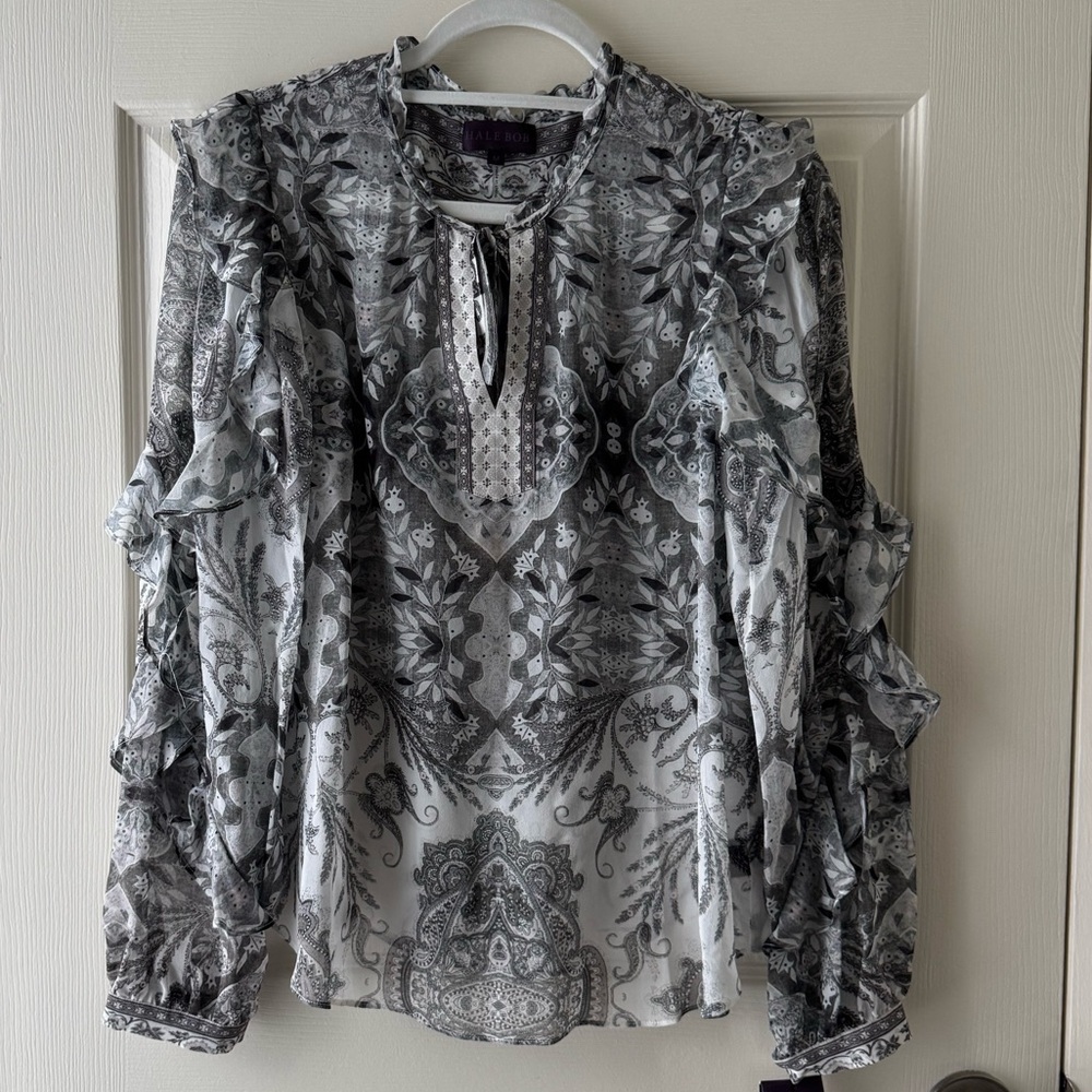 New Hale Bob Silk Printed Top, size M